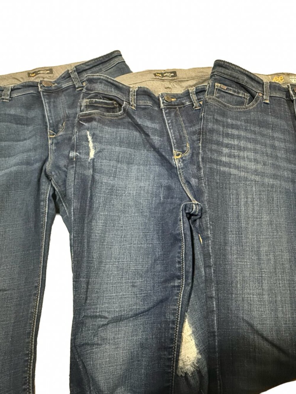 Lot of 3 Lee Modern Series Dream Skinny Jeans Size 8 Medium Distressed Dark Wash